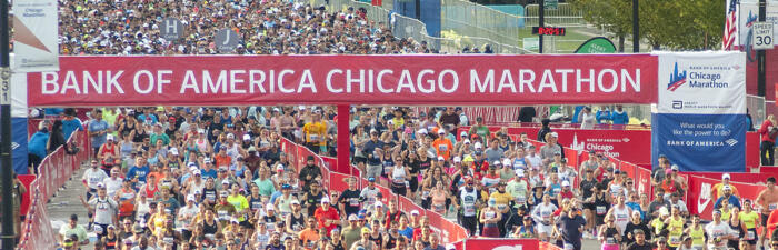 Participants starting the 2024 Bank of America Chicago Marathon